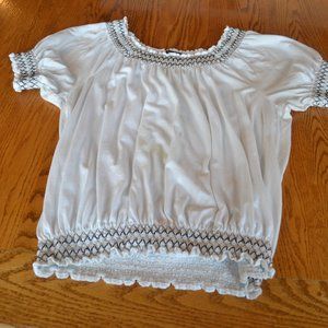 Style & Co Peasant Boho White Top Elastic Waist